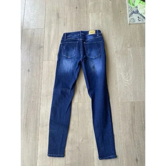 Raw 7 Jeans Juniors Size 5 Stretch Skinny Dark Blue Denim Jeans - Picture 2 of 5